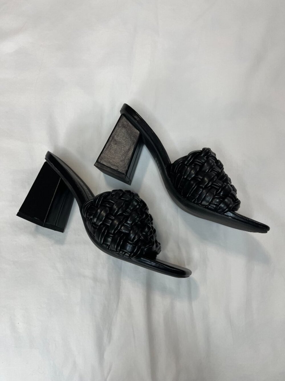Madden Girl Gretchen Black Braided Strap Y2K Heel Sandals - Picture 2 of 7